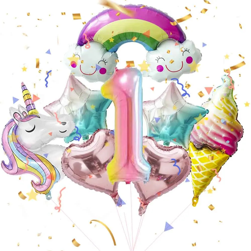 Unicorn Theme Party Decoration Balloon Garland Kit with 3D Unicorn Balloon For Baby Shower Macaron Party Happy Birthday Supplies