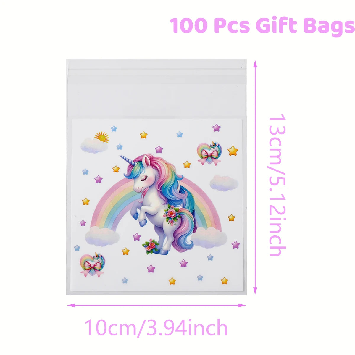 50/100Pcs Unicorn Party Gift Bags Birthday Party Decoration Candy Bags Packaging Bags Baby Shower Kids Favors Party Supplies