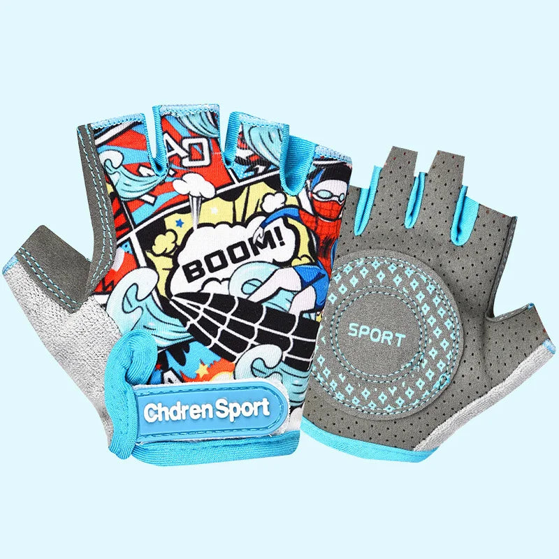 Children's Sports Fingerless Gloves Bicycle Boy Girl Cycling Anti-Wear Kids Roller Skating Training Exercise Protection Gloves