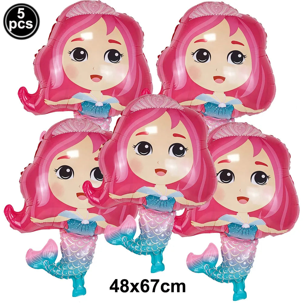 Standing Aluminum Film Smile Mermaid Balloon Children Birthday Partry Decor Supplies Lovely Surprise Toy Baby Shower Balloon