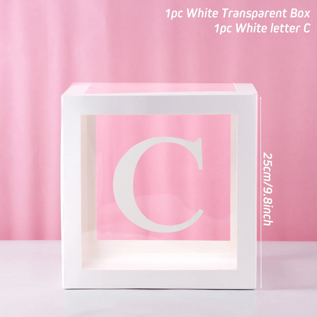 Transparent Baby Shower Box Boy Girl Birthday Decor 1st One First Birthday Wedding Party Decor Christening Babyshower Supplies