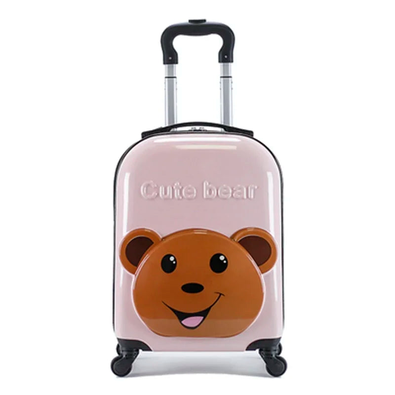 XQ kids travel suitcase 18-inch carry ons luggage trolley case for girls boys gift cabin rolling luggage spinner cute Cartoon