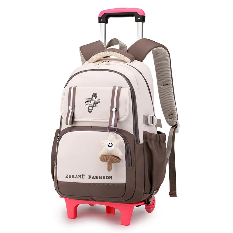 School Backpack with wheels Rolling Backpack for Girls Kids Student Wheeled Backpack Trolley School Bag Travel Trolley Luggage