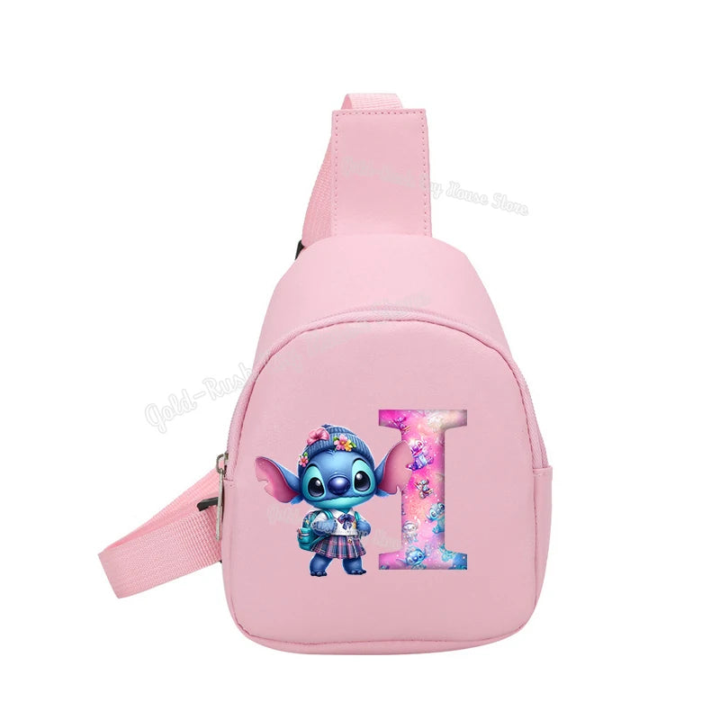 Cartoon Lilo&stitch Pu Chest Bag Mini Outdoor ShoulderBag Boy Girl Satchel Bags Costume Accessories Students Crossbady Bag Purse