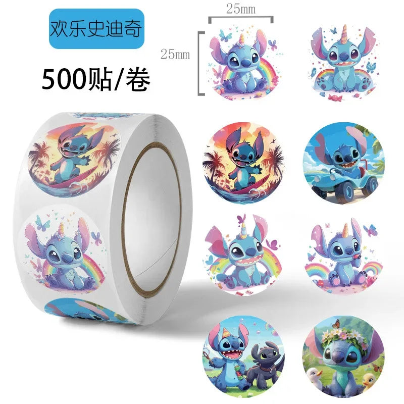 500pcs/roll Stitch Sealing Stickers Cute Angel Round Sticker Envelop Diary Diy Decoration Label Birthday Gifts