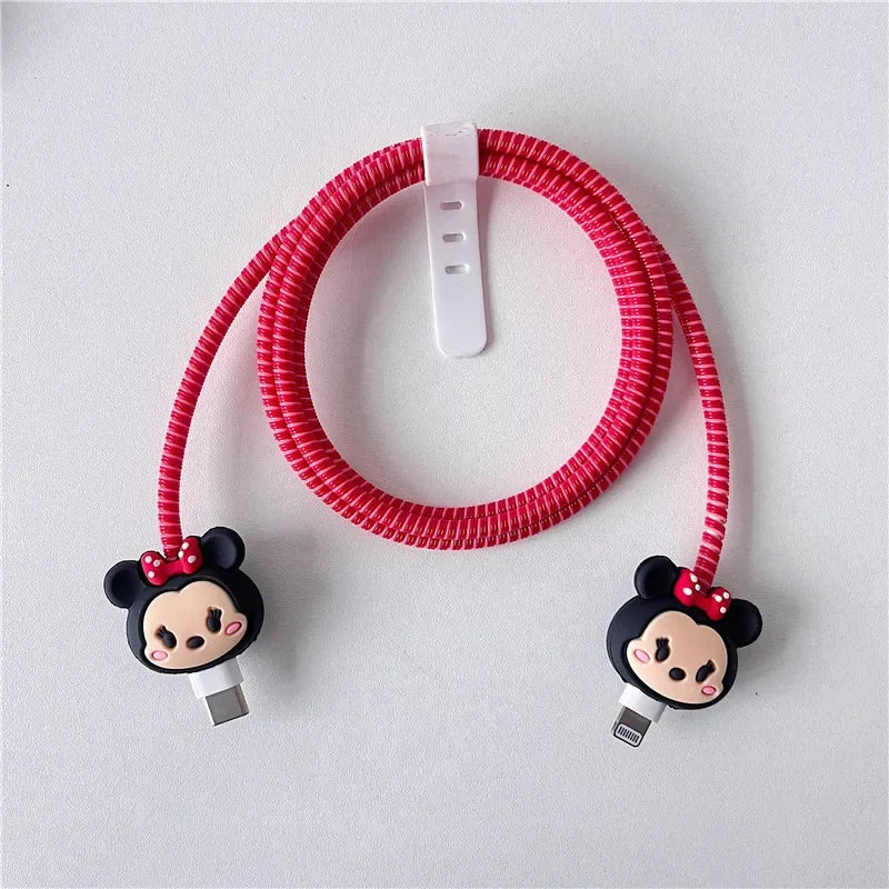 New Cartoon Charger Cable Protector for IPhone 15 14 13 12 18W 20W Charger Protection Cover Stitch Data Line Winder Protective