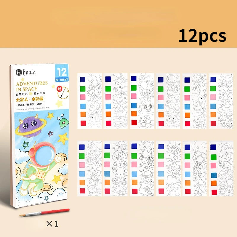 Painting Water Children Coloring Book Watercolor Book DIY Handmade Portable Note Book Watercolor Paintbrush Learning Kids Toys