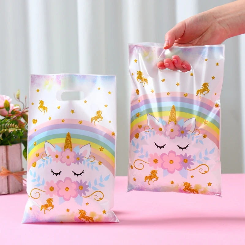 Rainbow Unicorn Handbag Candy Bag Happy 1st Birthday Party Decorations Kids Favors Gift Unicorn Box Baby Shower Girls Supplies