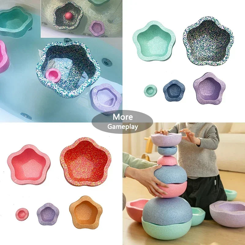 Children's Balance Training Foam Step Sensory Tube Assisted Outdoor Games Stacking Stones Flower Balance Sports Baby Toys Gifts