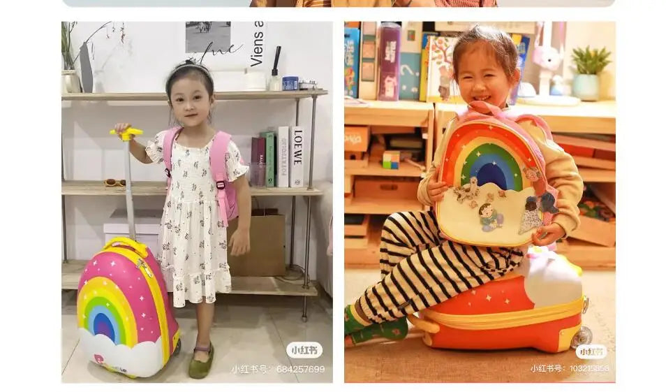 Children's 16 inch Luggage Suitcase Set Backpack Girls Cartoon Travel Trolley Luggage Bag For boys Boarding Suitcase For Kids