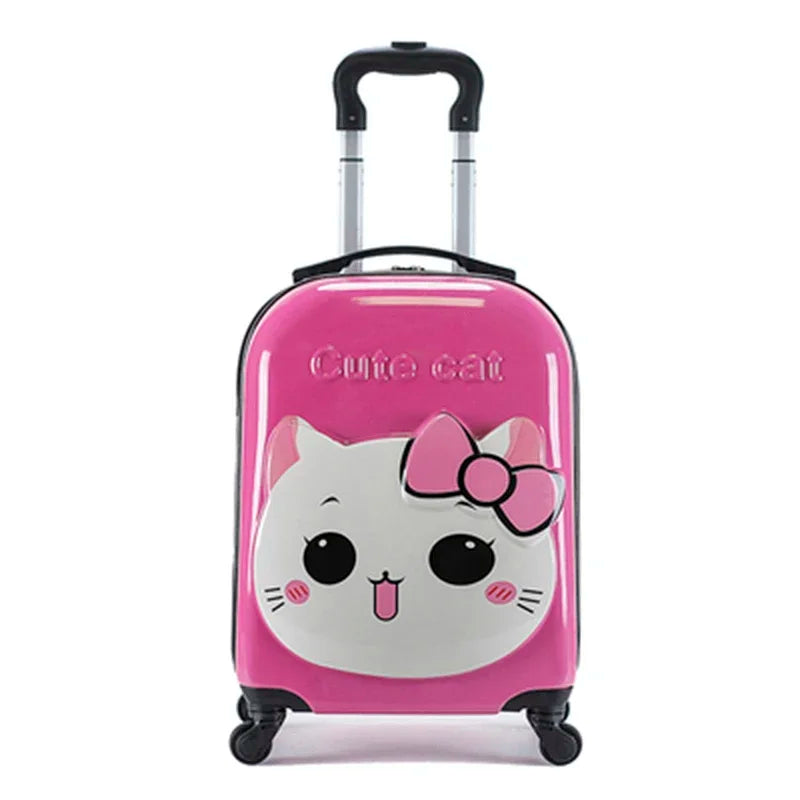 XQ kids travel suitcase 18-inch carry ons luggage trolley case for girls boys gift cabin rolling luggage spinner cute Cartoon