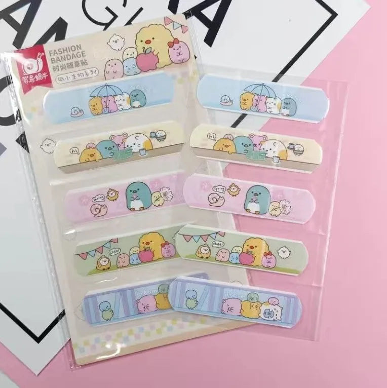 5pcs Cute Cartoon Waterproof Breathable Bandages for Girls Anti Blister Ins Style Adhesive Wound Care Plasters Baby Bandage