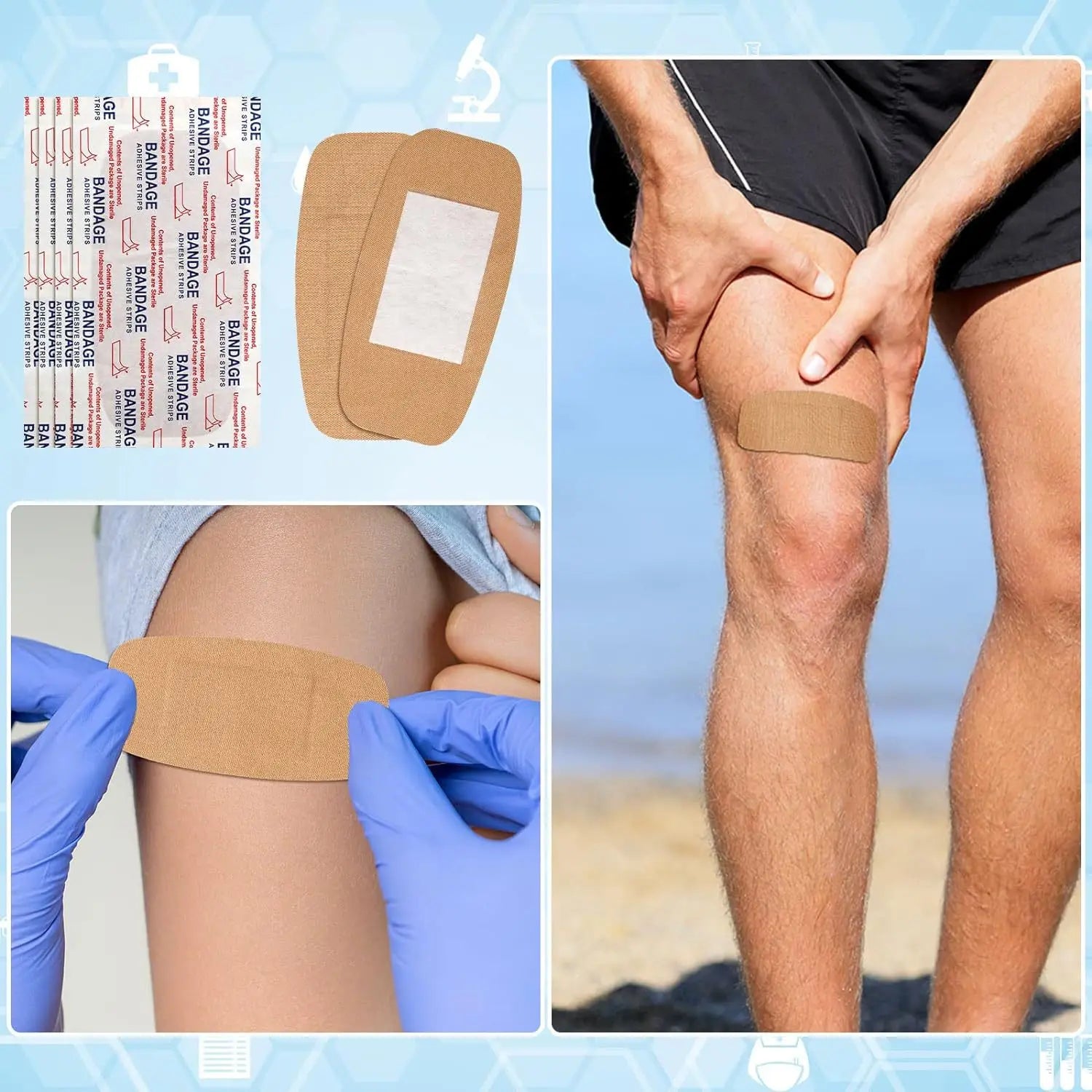 10Pcs Large Elastic Bandaid Hand Back Knee Joint Wound Hemostatic Bandage Outdoor Travel Medical Dressing Patch Sticking Plaster