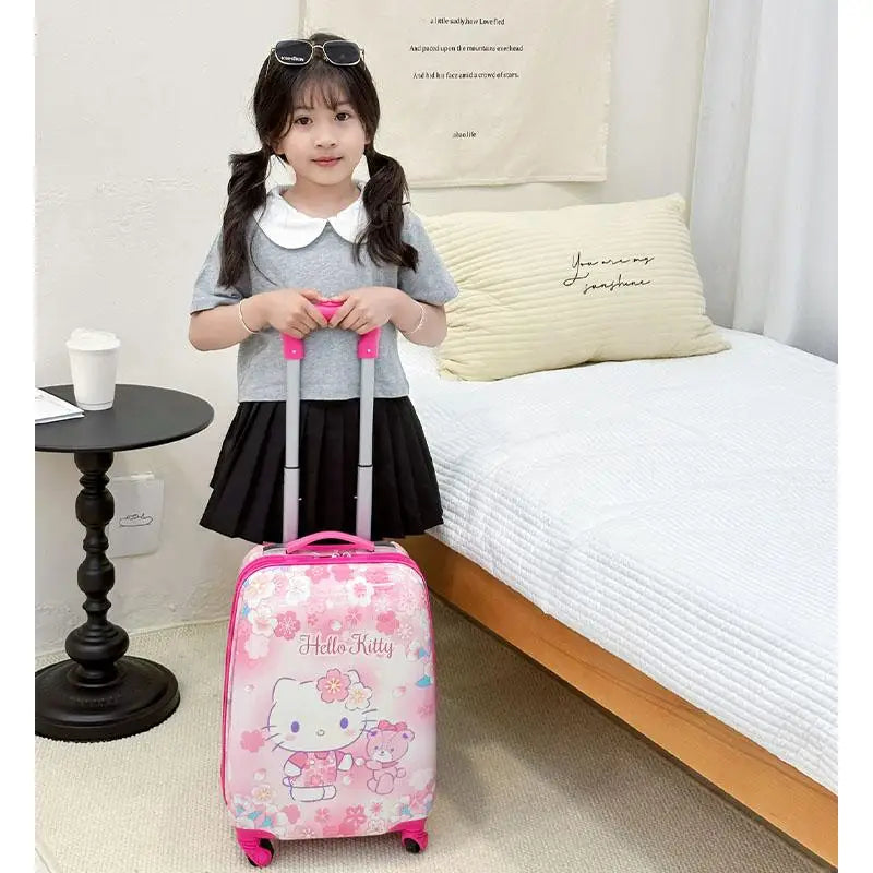New 18-Inch Suitcase Kawaii Kuromi Kids Trolley Case Student Cartoon Luggage Girls Travel Portable Boarding Case Kids Toys Gift