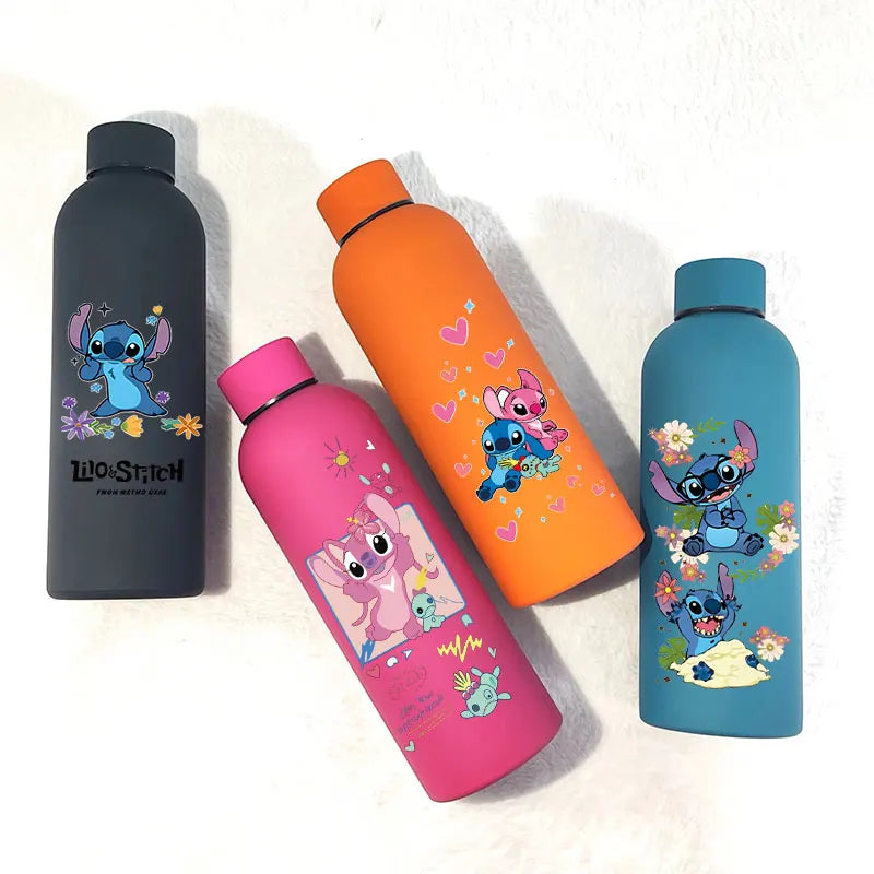 Lilo&Stitch Insulated Cup Sports Small Mouth Bottle Angel Colour Double-layer Vacuum Stainless Steel Cola Coffee Frosted Bottle