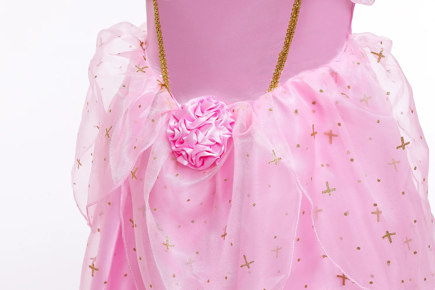 Aurora Pink Princess Dress Girl Sleeping Beauty Cosplay Costume Summer Floral Rose Print Sling Frocks 2-10 Yrs Kids Elegant Gown