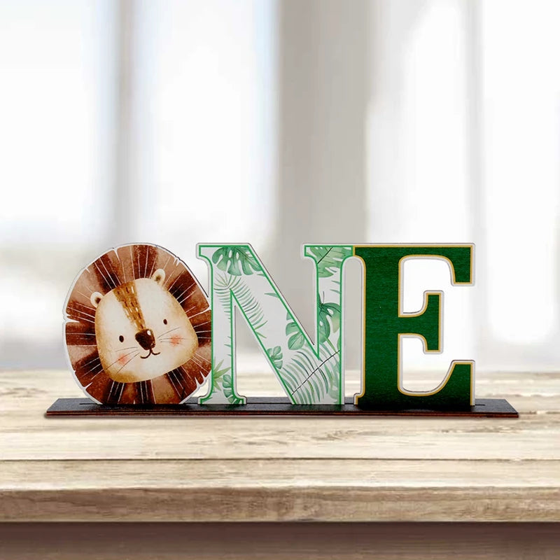 Animal Wildone Wooden Ornament Jungle Safri One Year 1st Birthday Party Decor Kids The Little Mermaid Party Decor Baby Shower