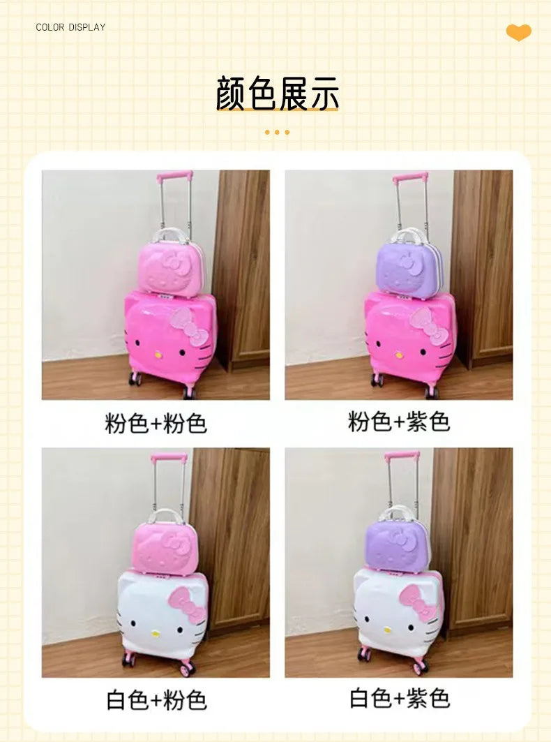New Hello Kitty 14/20 Inch Cartoon Travel With Lock Trolley Box Cute Suitcase Makeup Case Large-capacity Storage Box Girls Gifts