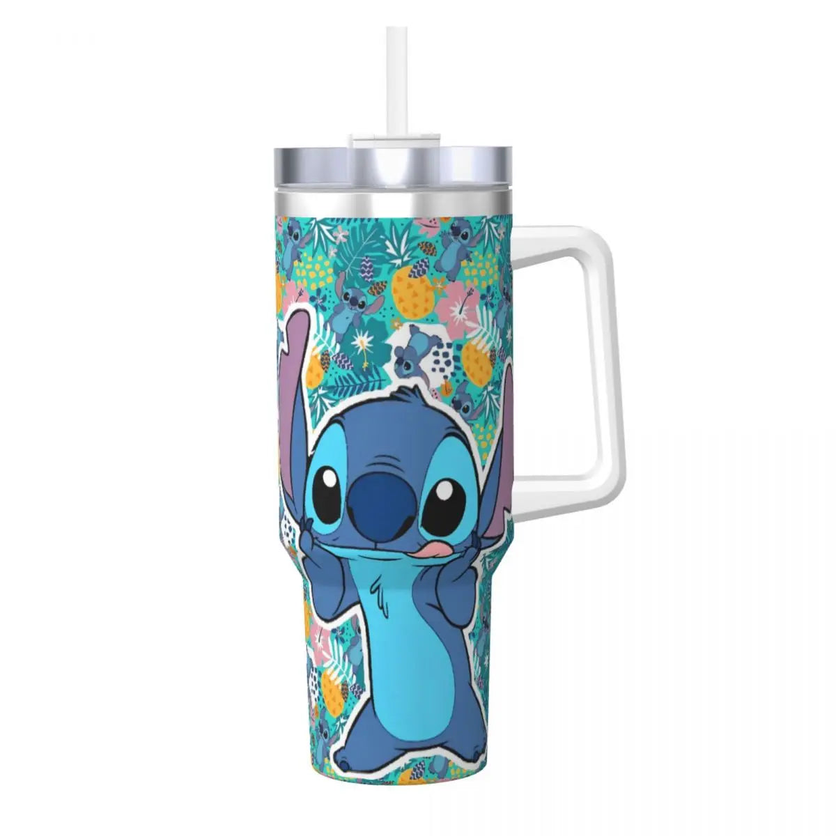 Stainless Steel Tumbler   Stitch Mugs Cup With Straws Travel Cold and Hot Water Bottle Heat Preservation 40oz Thermal Mug
