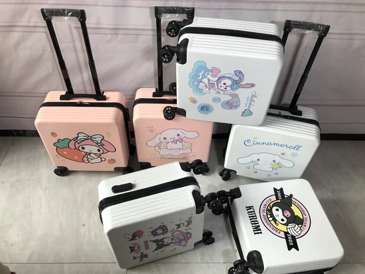Sanrios New Child Trolley Case Cute Cartoon Kuromi Anime Hello Kittys Universal Wheel Suitcase Boy Girl Password Lock Suitcase