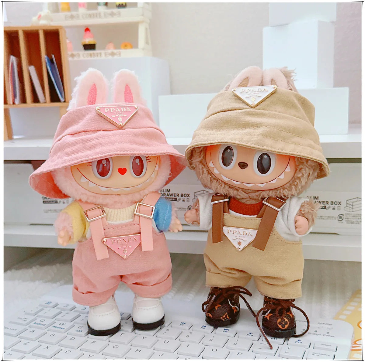 The first and second generations of Labubu only sell 17cm seated party clothes accessories inverted triangle workwear fashion