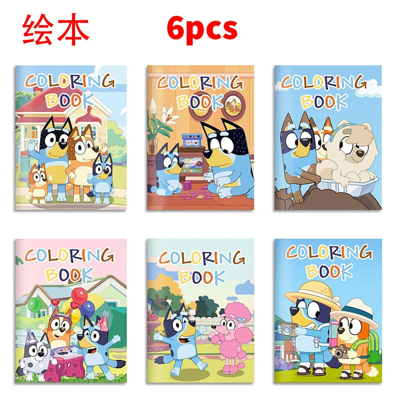Bluey And Bingo Diy Coloring Drawing Book Anime Cartoon Color Graffiti Painting Book Education Puzzle Toys For Kids