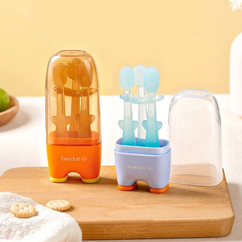 3 Pcs Baby Toothbrush Soft Silicone Kids Training Toothbrush Boys Girls Molar Tooth Brush Children Dental Oral Care Tooth Brush