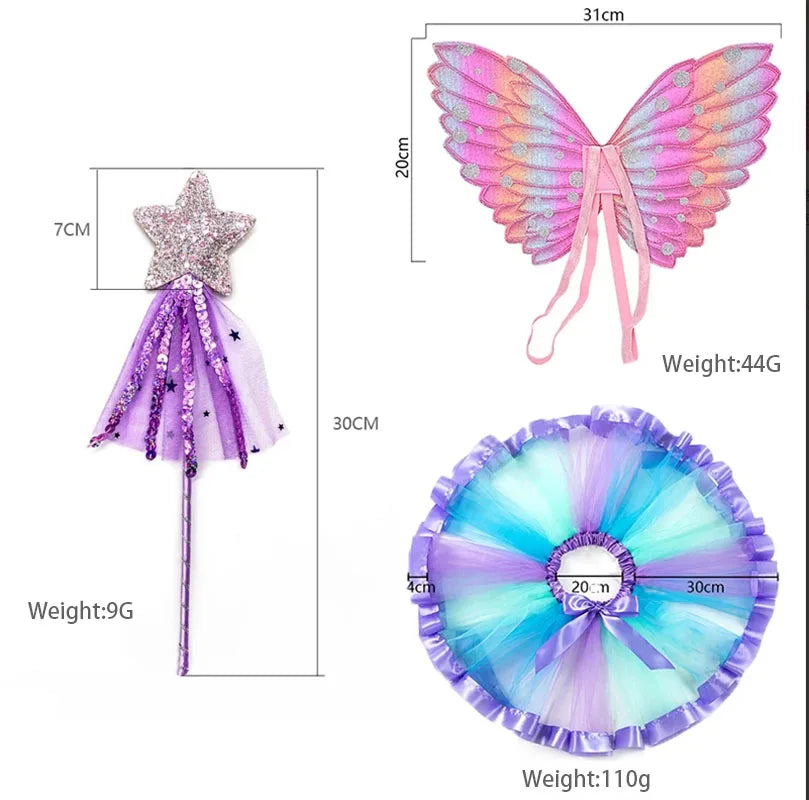 Tutu Skirt Girls Wing Summer Girl Princess Mini Pettiskirt Party Dance Rainbow Tulle Colorful Skirts Halloween Cosplay Clothing