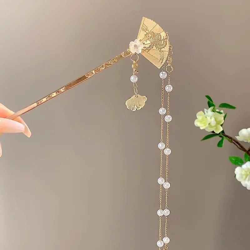 Chinese Style Tassel Hair Clip For Women Hair Stick Pins Flower Handmade Hairpins Charm Jewelry Accessories Hair Ornaments 머리핀