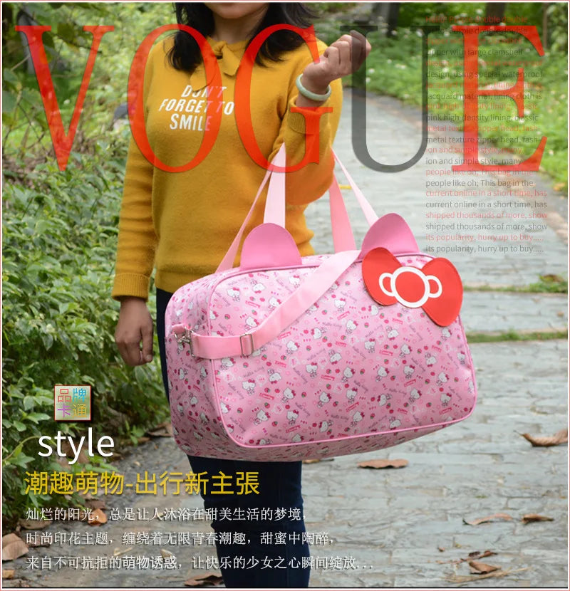 Sanrio Oxford cloth messenger bag hello kitty cartoon travel luggage storage bag girl shoulder bag gym handbag