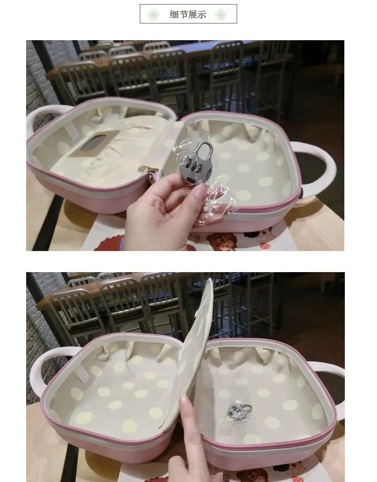 Kawaii 14 Inches Hello Kitty Cosmetic Case Sanrioed Anime Suitcase High Capacity with Lock Storage Bag Girl High End Gift Travel