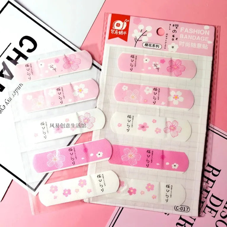 5pcs Cute Cartoon Waterproof Breathable Bandages for Girls Anti Blister Ins Style Adhesive Wound Care Plasters Baby Bandage