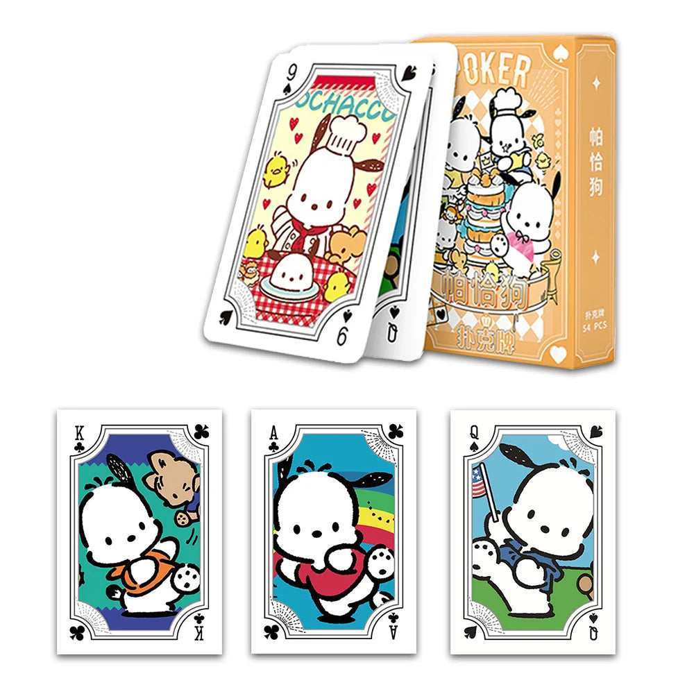 Kawaii Sanrio Poker Playing Cards Board Games Cartoon Hello Kitty Kuromi Cinnamoroll Melody Pompompurin Kids Toys Deck Card Gift