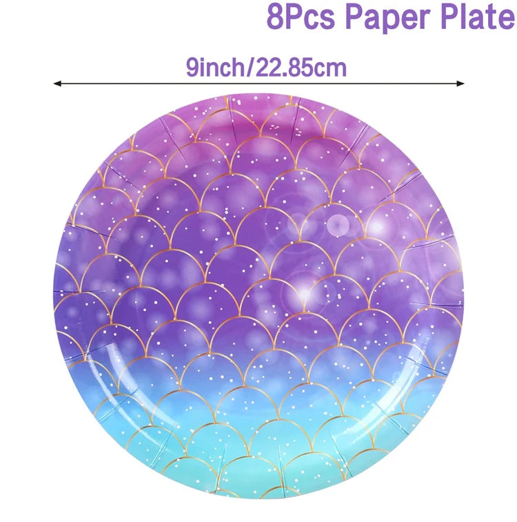 Mermaid Party Disposable Tableware Banner Mermaid Birthday Party Decorations Girl Under the Sea Party Decoration Baby Shower