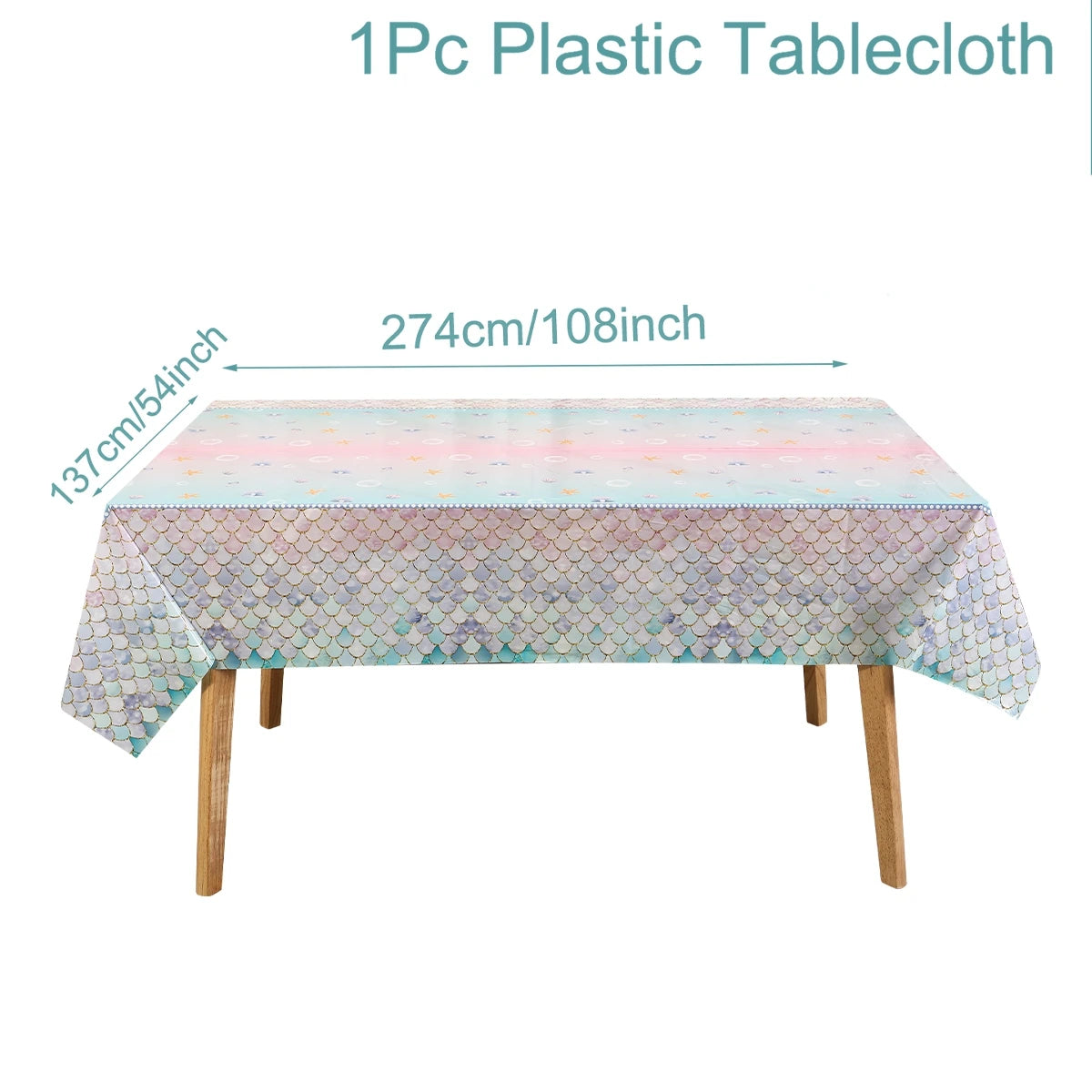 Mermaid Iridescence Plastic Tablecloths,Mermaid Laser Table Cloths for Girls Birthday Wedding Disco Mermaid Themed Party Decor