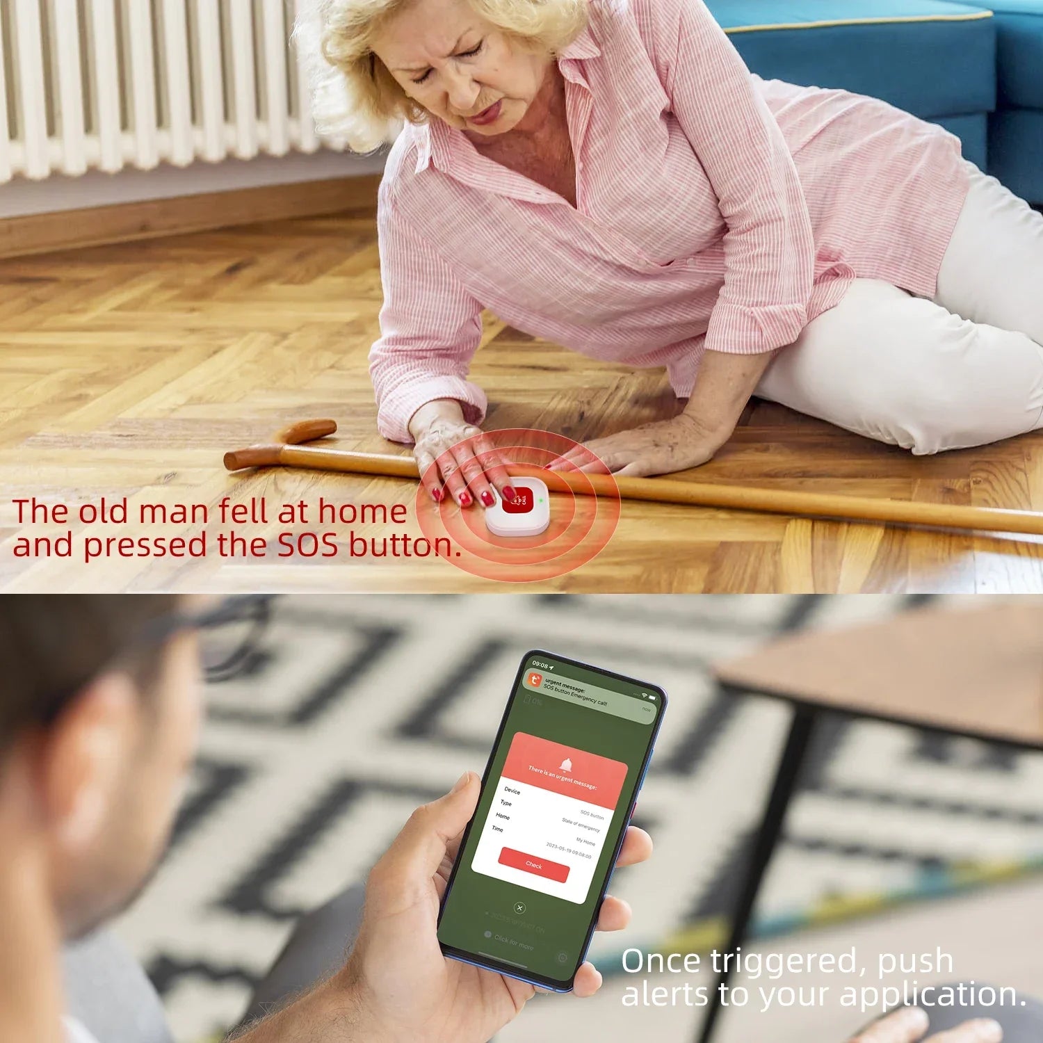TUYA Smart SOS Emergency Call Button WiFi Caregiver Pager Phone Alert Transmitter Emergency Call Button for Kids Elderly Patient
