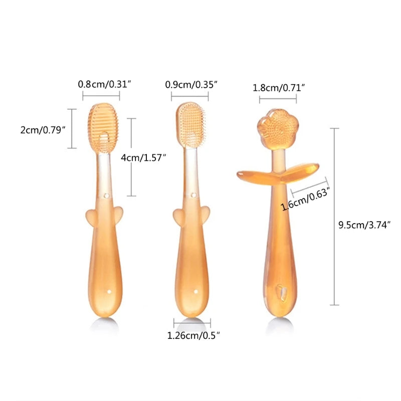 3 Pcs Baby Toothbrush Soft Silicone Kids Training Toothbrush Boys Girls Molar Tooth Brush Children Dental Oral Care Tooth Brush