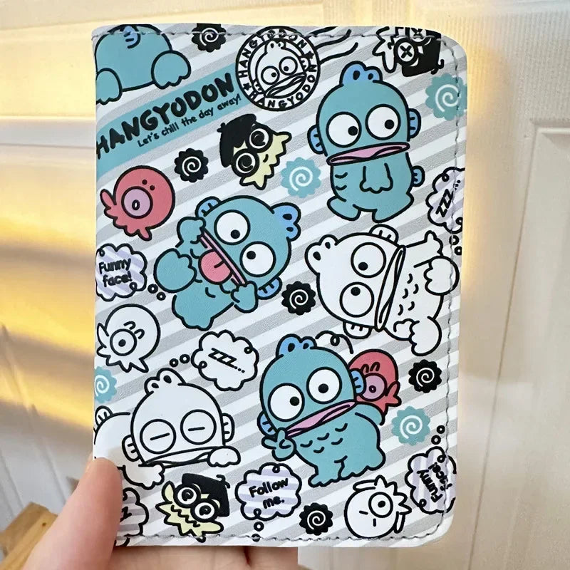 Sanrio Cinnamoroll Kuromi Mymelody Cartoon PU Passport Cover kawaii Anime Travel ID Credit Card Holders Clip Bags Girls Gifts