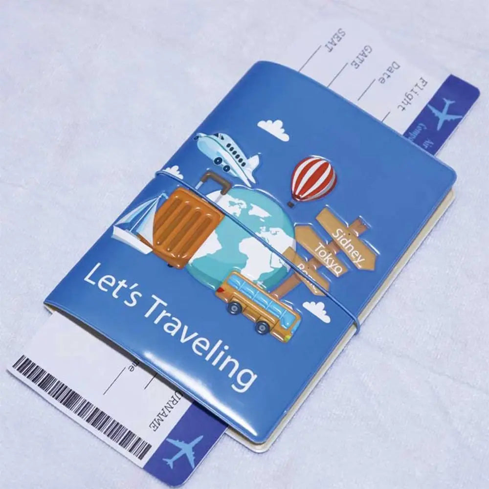 Gift Cartoon Girl Passport Cover PU Waterproof Certificate Protective Sheath Card Holder Multi-function ID Card Holder Unisex