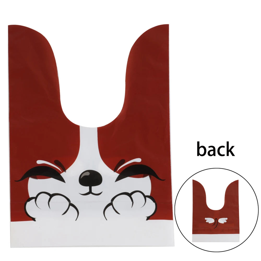 10/25/50pcs Plastic Candy Bags Cookie  Cute Carton Rabbit Ear Bags Biscuits Snack Baking Packing Supplies Kids Gifts Wholesale
