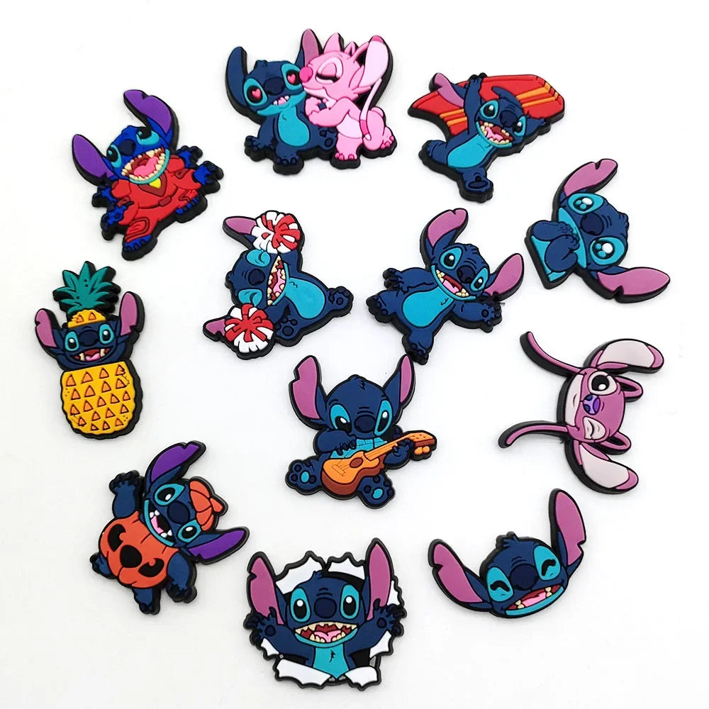 12pcs Stitch Collection Shoe Charms for Crocs DIY Shoe Decorations Accessories Shoe Sandal Decorate for Kids Party Gift