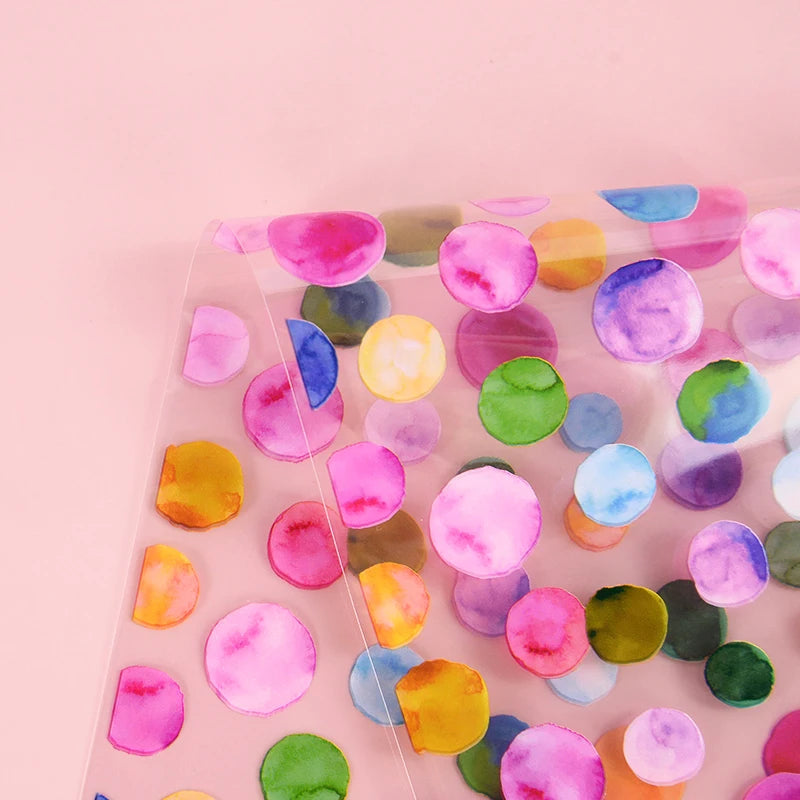 25/50pcs Rainbow Polka Dot Candy Cookie Bag Birthday Party Biscuit Gift Packaging Cellophane Bags Wedding Baby Shower Supplies