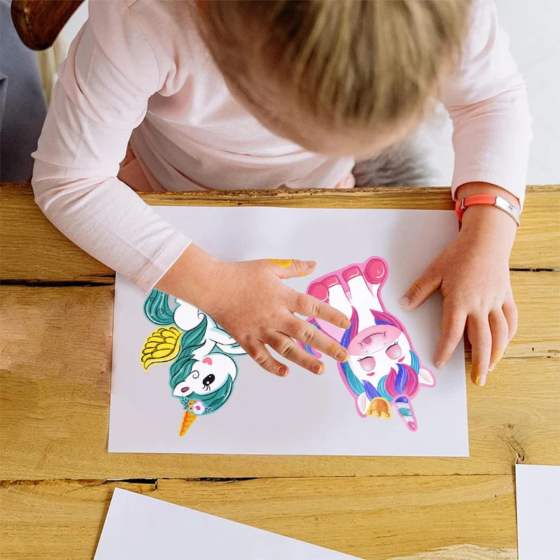 6/12Sheets Cartoon Unicorn Make A Face Assemble DIY Sticker Girls Unicorn Birthday Party Decoration Supplies Gifts for guests