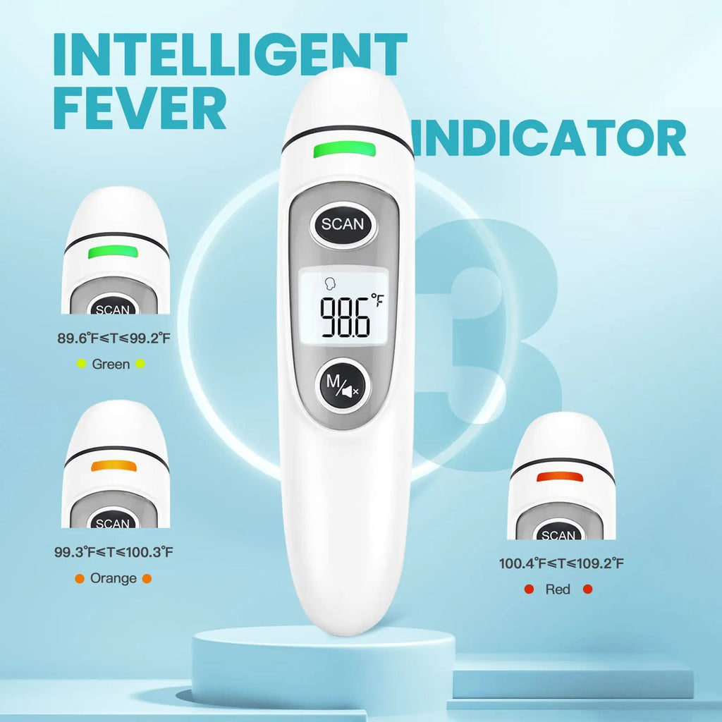 Forehead Thermometer for Adults Baby and Kids Digital Infrared Thermometer Non-Contact Thermometer with LCD Screen Fever Alert