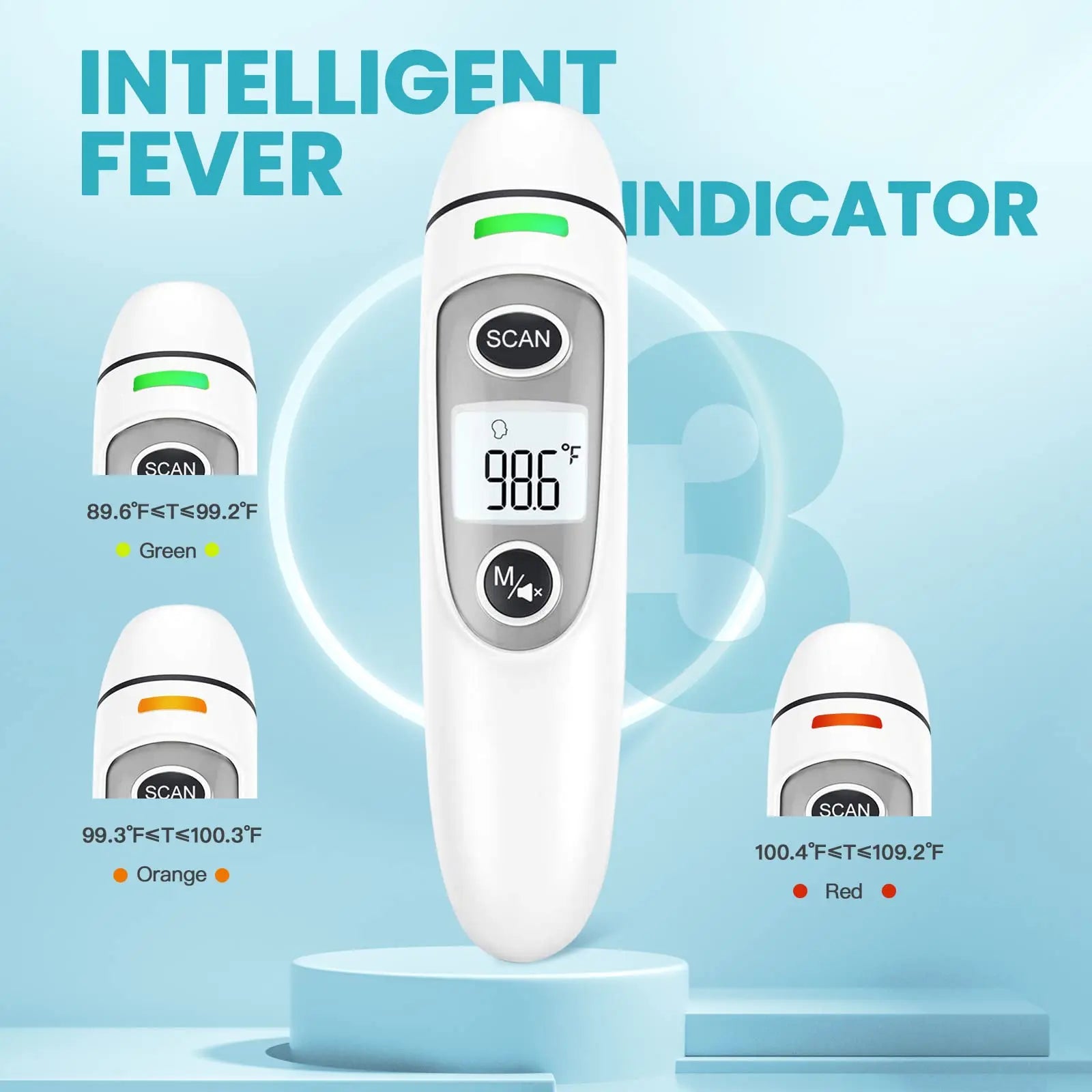 Forehead Thermometer for Adults Baby and Kids Digital Infrared Thermometer Non-Contact Thermometer with LCD Screen Fever Alert