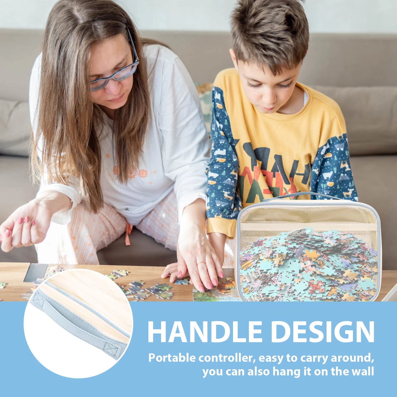 4 Pcs Toy Storage Bag with Top Handle and Zipper Large Capacity Board Game Storage Reusable Toy Organizer Bag for Board Games