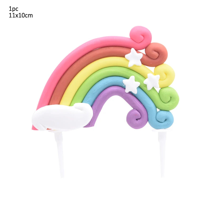 Rainbow Cake Toppers Baby Shower Girl 1st Birthday Party DIY Decoration Kid Cupcake Wrapper Wedding Unicorn Theme Party Supplies