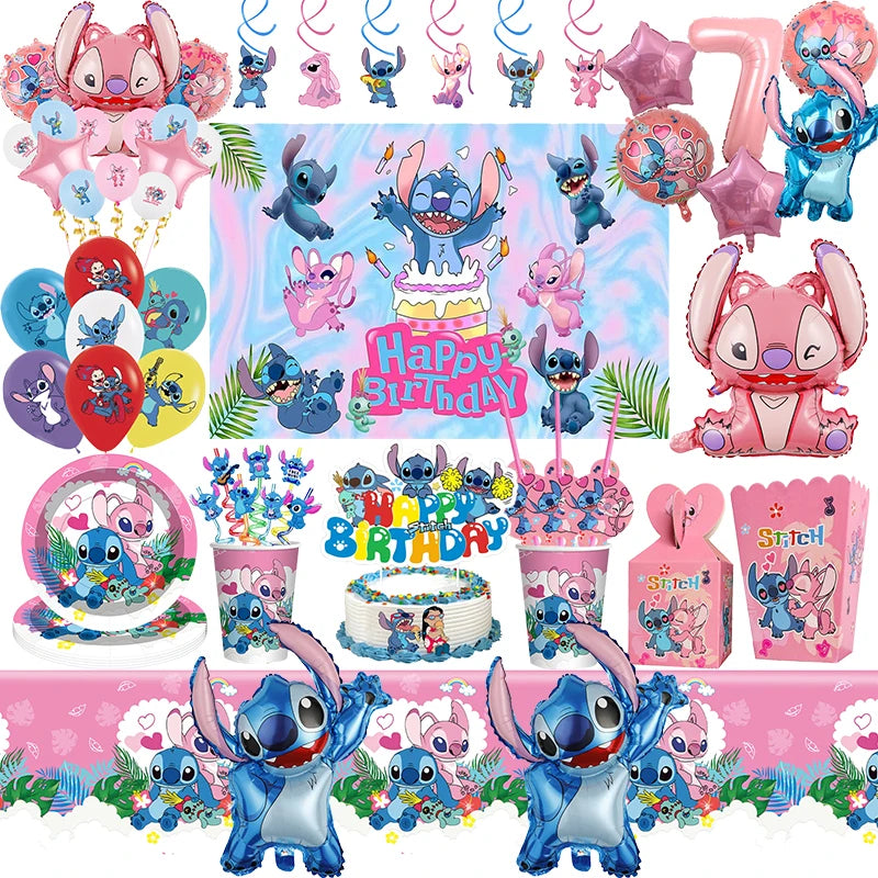 Lilo And Stitch Birthday Decorations Stitch Birthday Girl Party Decor Supplies Balloons Backdrop Banner Plates Cups Tablecloth