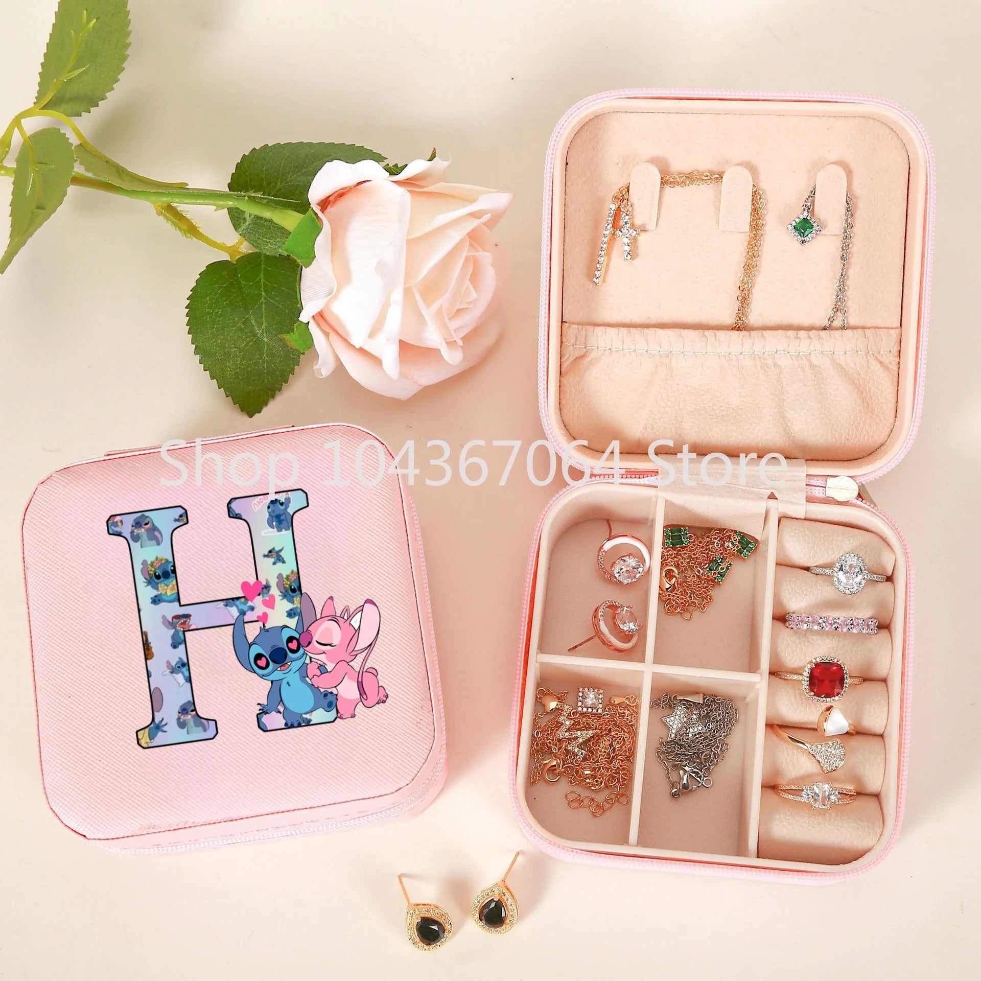 Portable Stitch Jewelry Box Organizer Storage Box Travel Jewelry Case Earrings Necklace Ring Stitch Jewelry Boxes Birthday Gifts