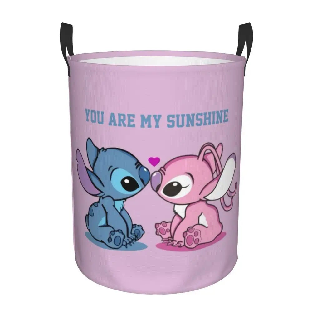 Custom I Love Stitch Laundry Basket Collapsible Toy Clothes Hamper Storage Bin for Kids Nursery